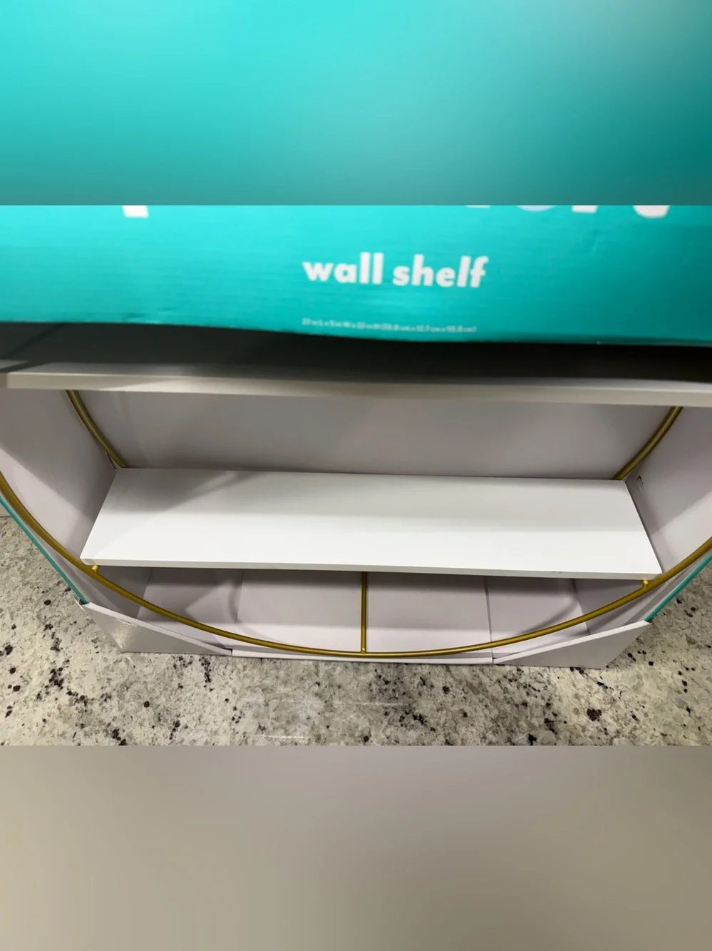 Pillowfort Gold Circular Metal Wall Shelf with White Shelves - NIB